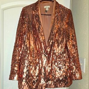 Topshop IDOL Copper Sequin Blazer